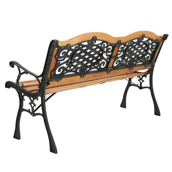 Double Arched Back Iron Wood Bench view 6