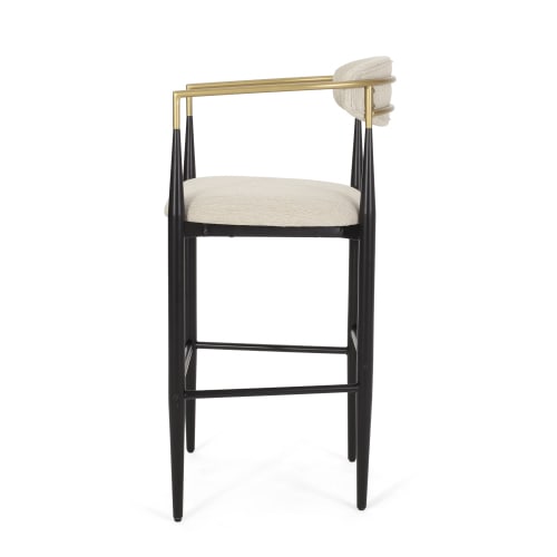Barstools Set Of 2, Counter Height Upholstered Bar Stools With Back For Kitchen Island, Beige Faux PU Leather Seating Black Iron Legs 260LBS Weight Capacity view 12