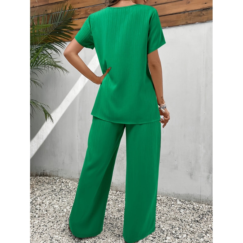 Two-piece Short Sleeve Pullover Round Neck Loose Casual Irregular view 4