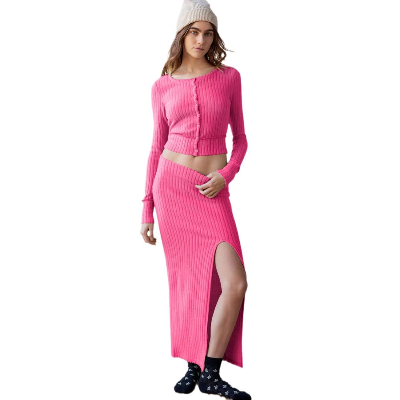 Women's Long-sleeve Shirt Split Dress Suit view 4