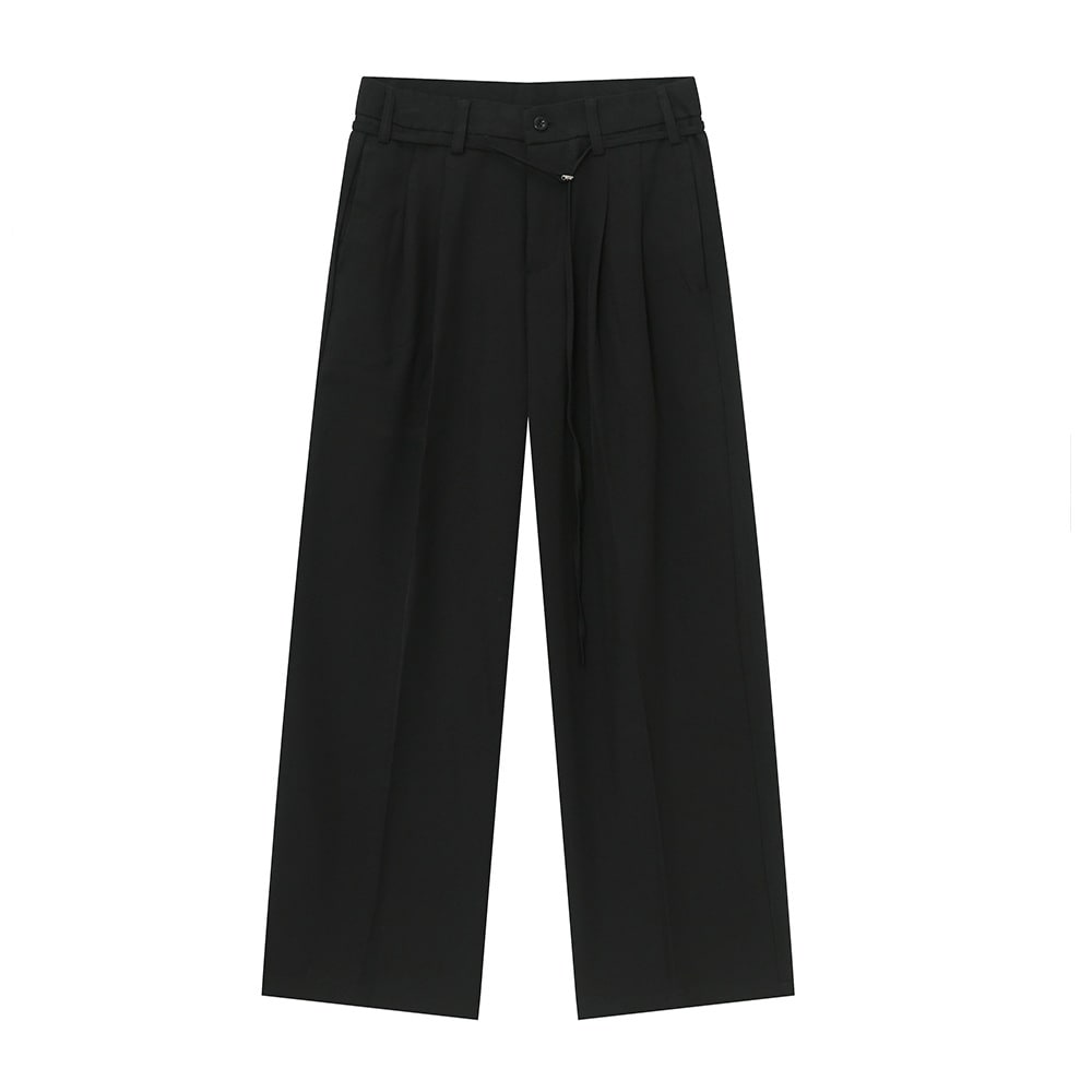 Solid Color Drooping Straight Mopping Suit Pants view 3