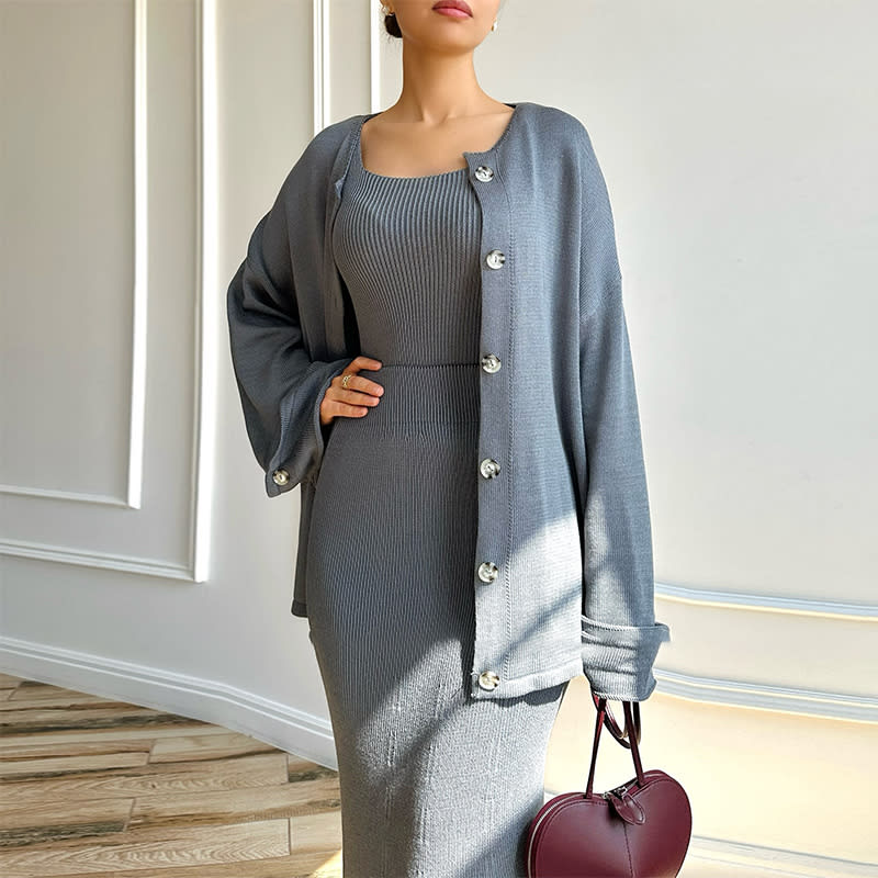 Idle Style Temperament Slim-fit Knitted Cardigan Suit view 4