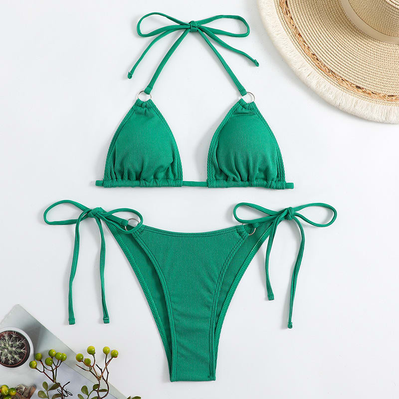 Women's Plain Neck Tied Bikini Set view 2