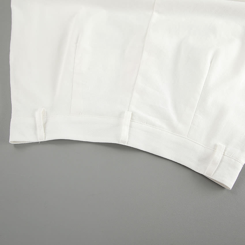 White Cotton Linen Sleeveless V-neck Vest Pants Suit view 8