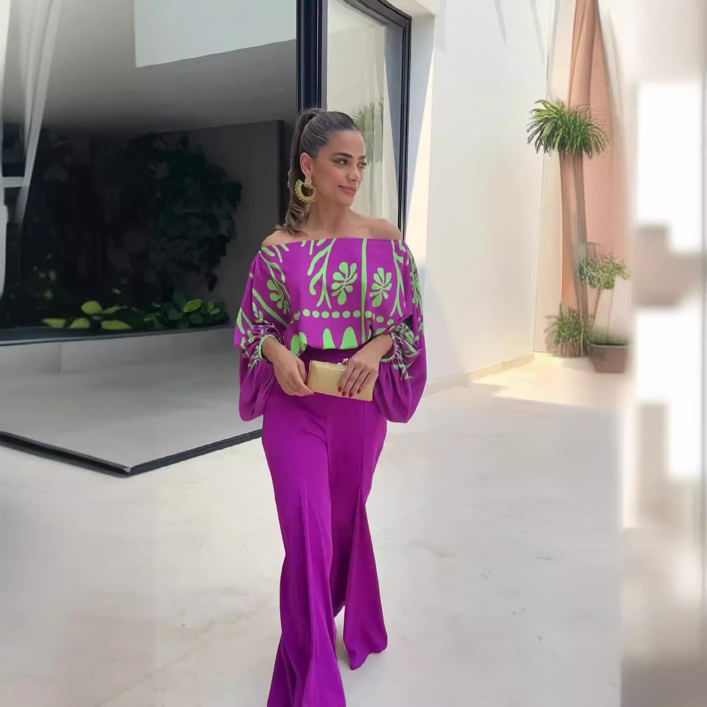 Women's Fashion Printed Wide-leg Pants Suit view 5