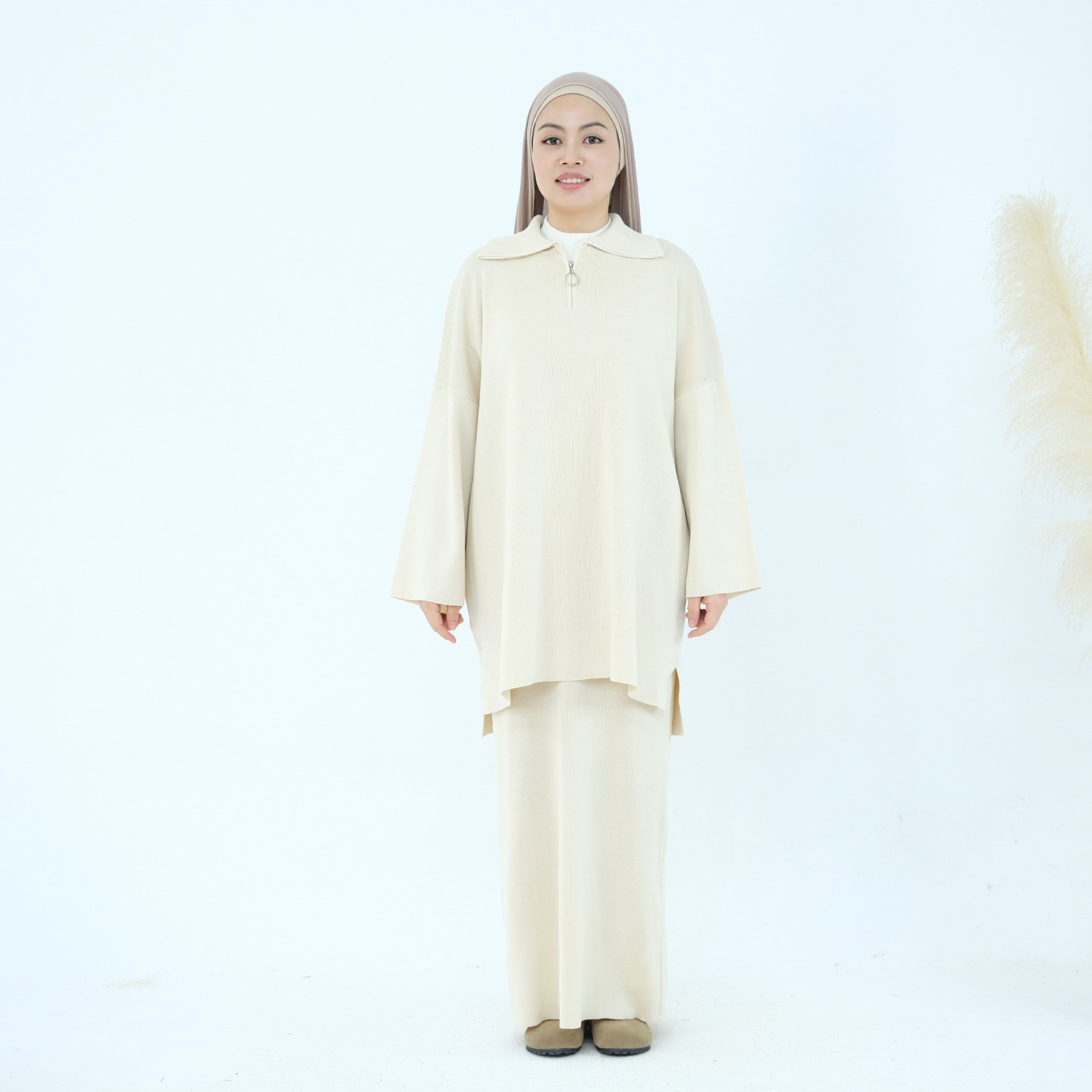 Autumn And Winter Thickening Knitted Top Loose Two-piece Suit view 2