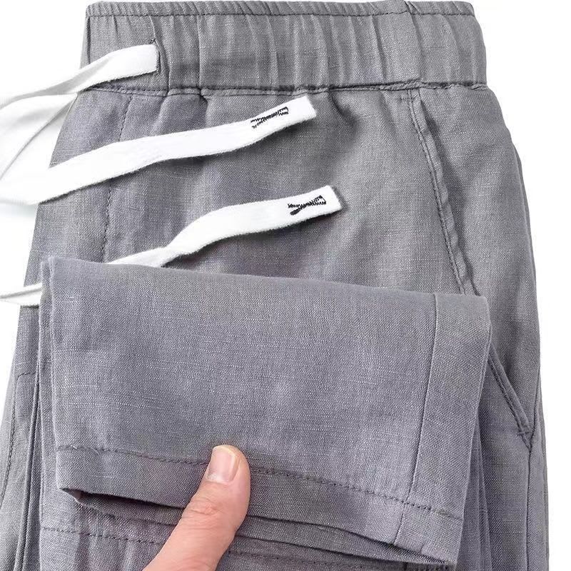 Pure Linen Breathable Chinese Style Elastic Waist New Trousers Li Gao view 5