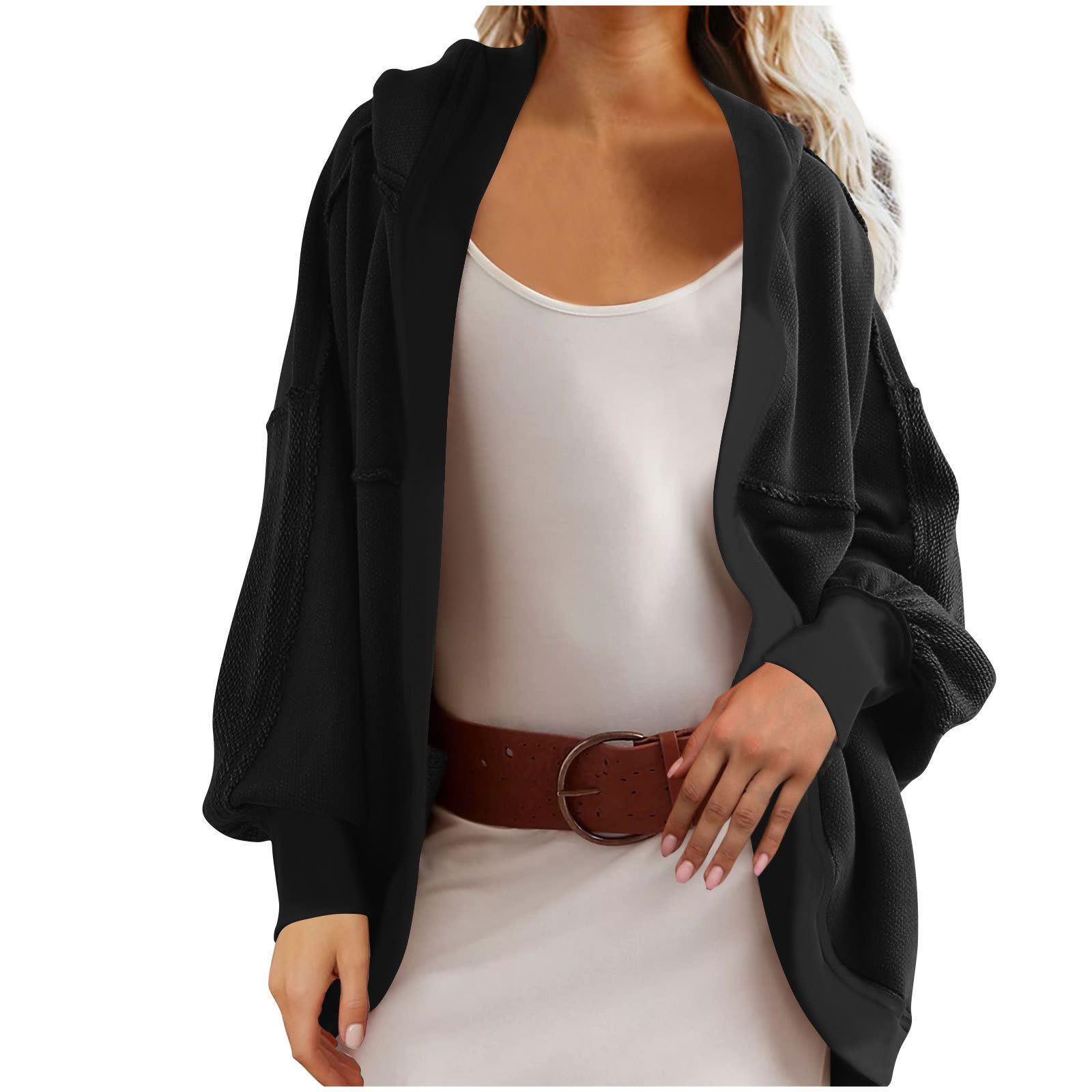 Women's Hooded Temperament Commute Loose Sweater view 3