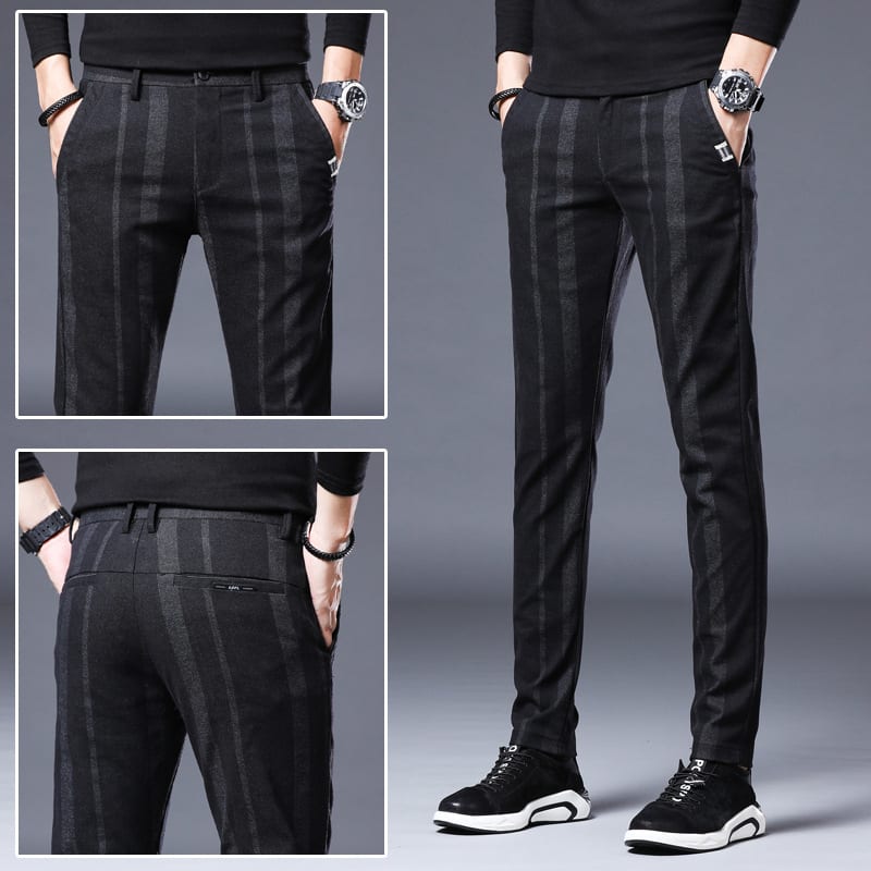Men's Casual Vertical Striped Straight Leg Pants view 3