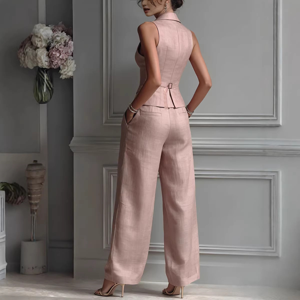 Summer Sleeveless Suit Casual Single-breasted Vest And Casual Pants Set view 7