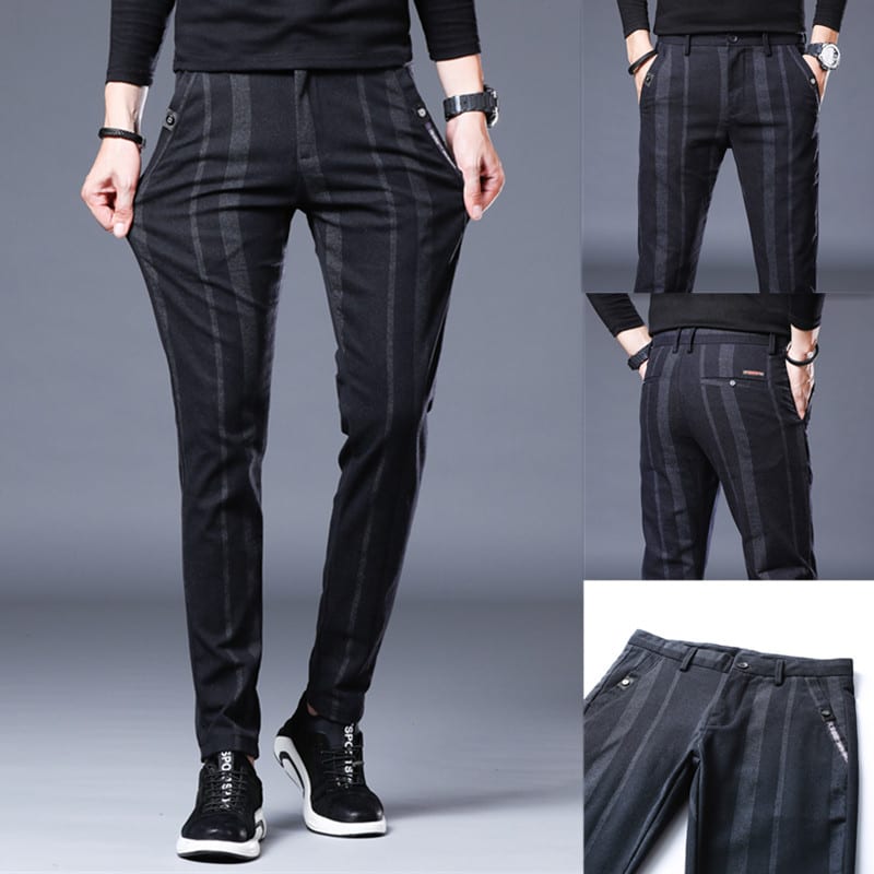 Men's Casual Vertical Striped Straight Leg Pants view 2