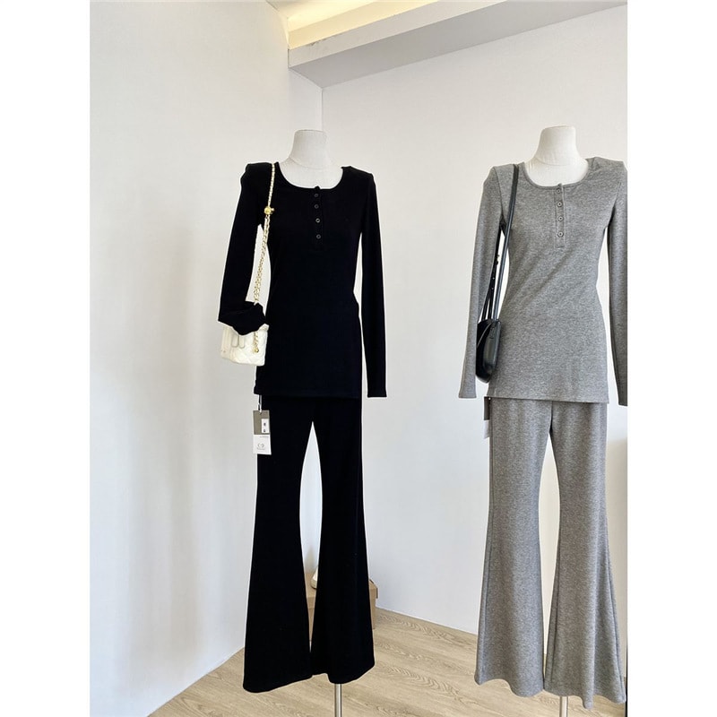 Women's Solid Color Casual Top And Trousers view 4