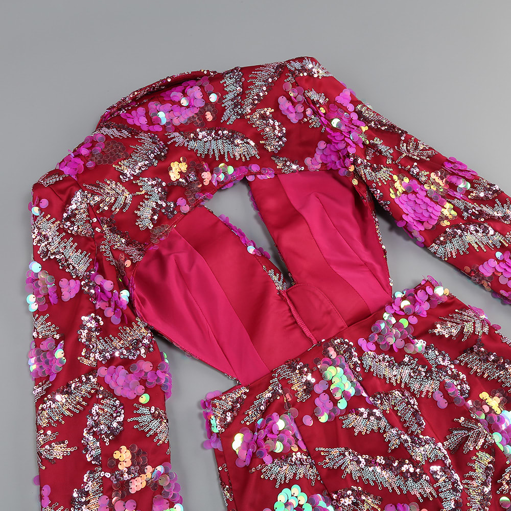 Sequined Backless Mid-length Suit Jacket view 21