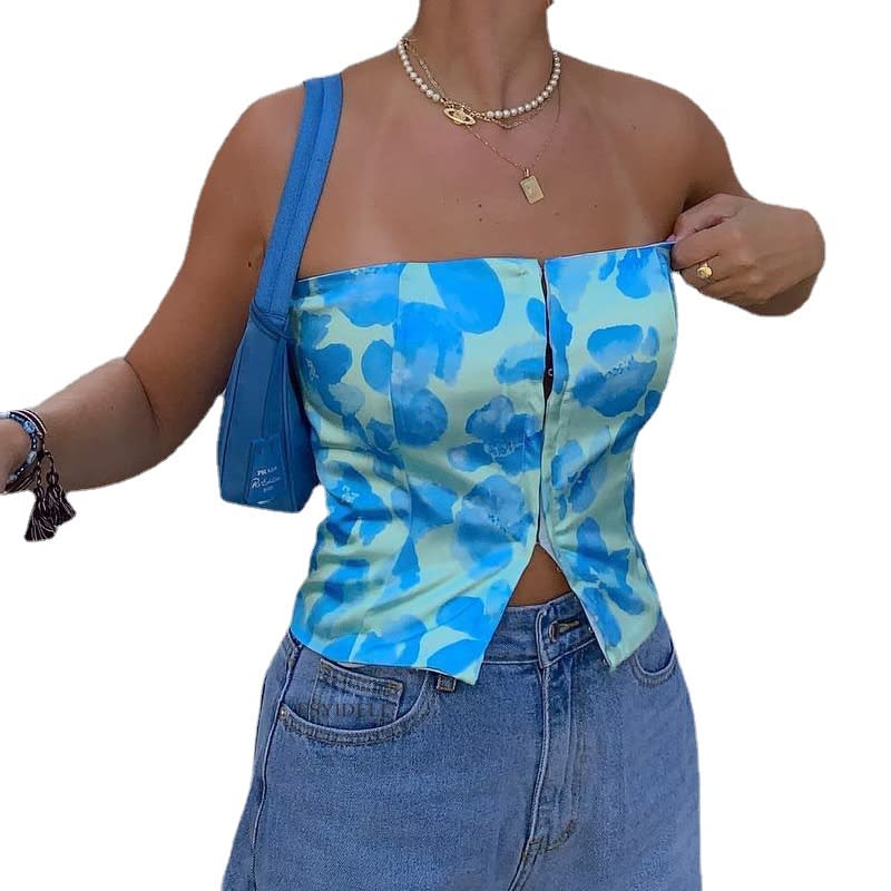 Women's Tube Top Short Type Flower Waist Top Hip Skirt Suit view 7