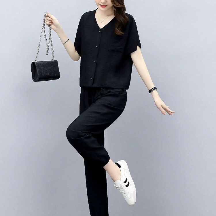 Leisure Fashionable Stylish Fashionable And Reducing Age Noble Lady Sub-cotton And Linen Two-piece Suit view 6