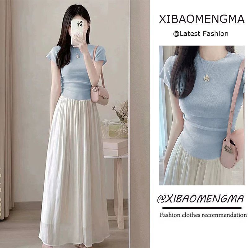 Short Sleeve Top And Skirt Two-piece Suit view 7