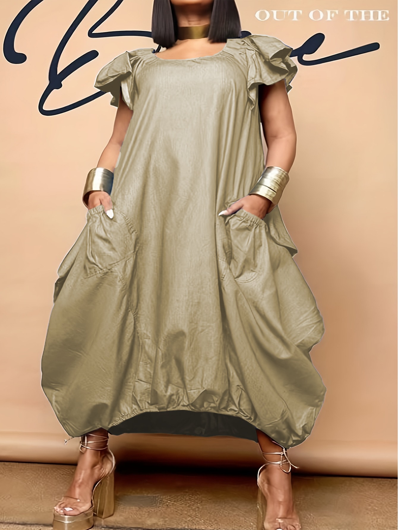 Denim Fabric Fashion Solid Color Dress view 4