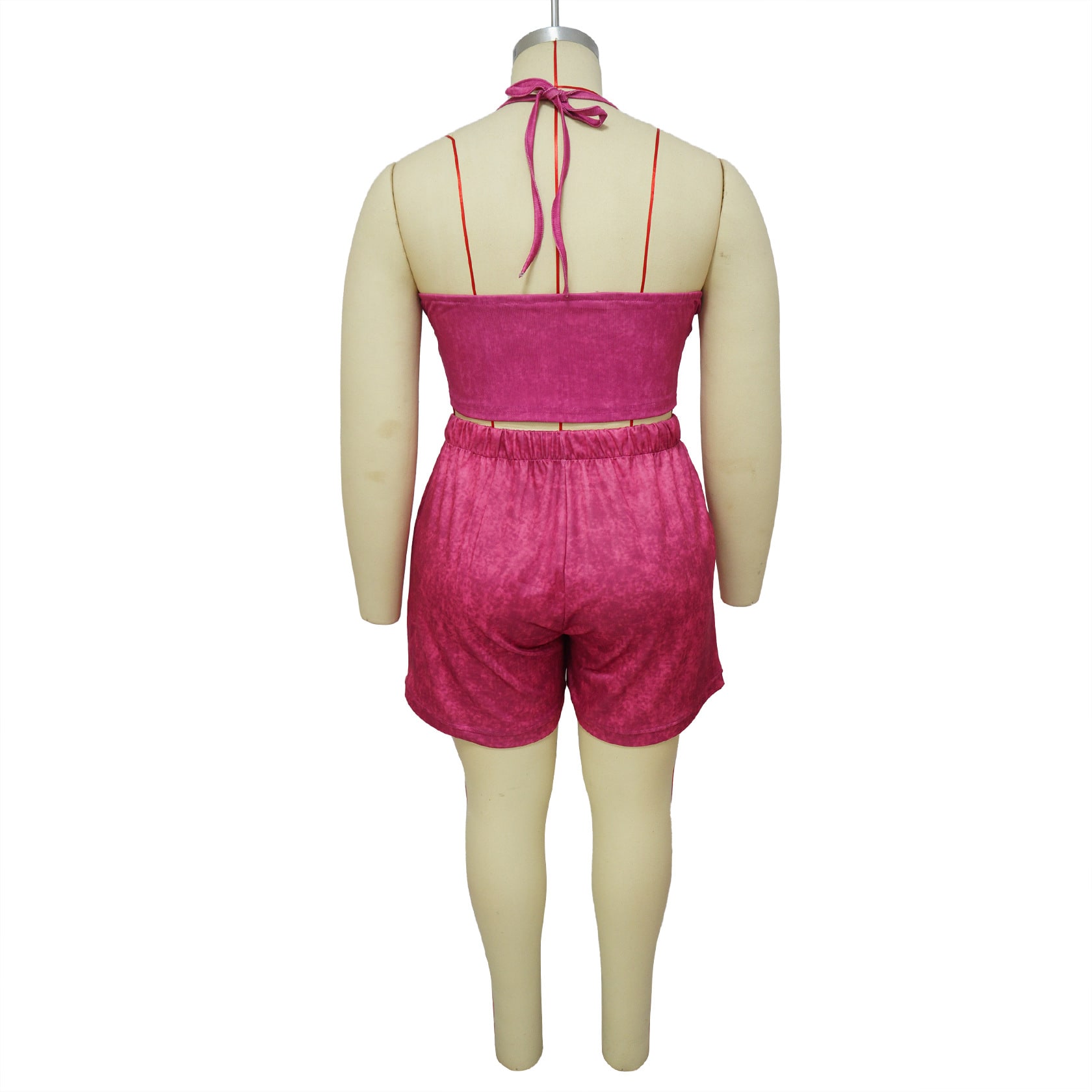 Plus Size Suit Printing Casual Vest Shorts Set view 4