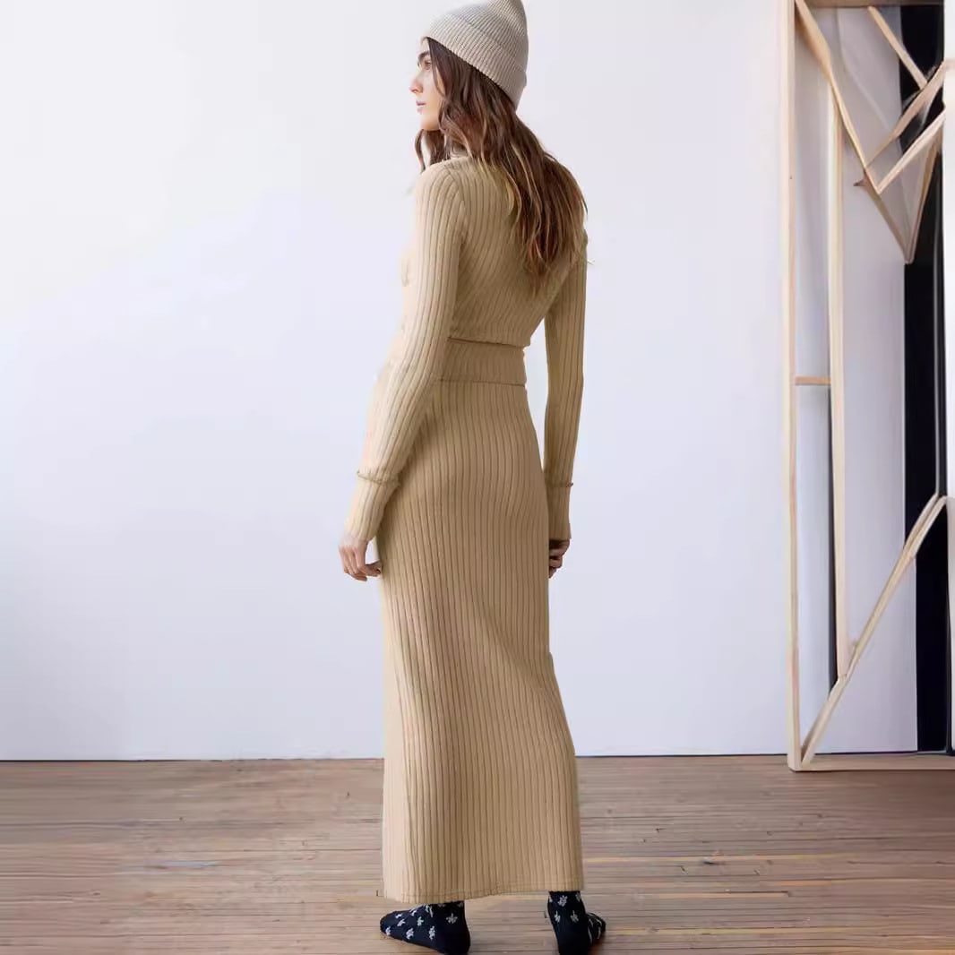 Women's Long-sleeve Shirt Split Dress Suit view 7