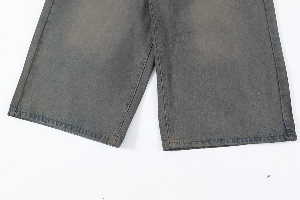 Old Wash Water Denim Five-point Pants Men view 12