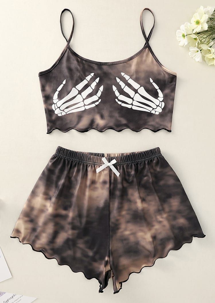 Split Sexy Bikini Printed Strap Tube Top Shorts Home Wear view 7