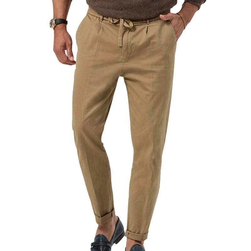Casual Drawstring Pants Men's Business Straight Solid Color Suit Pants view 5