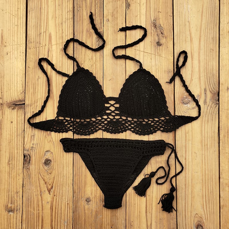 Women's Fashion Solid Color Handmade Crochet Bikini Suit view 27