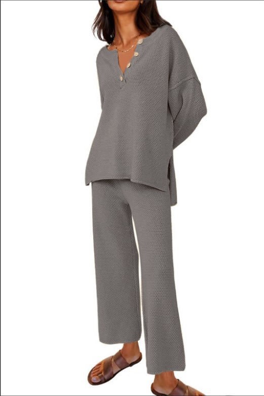 European And American Solid Color Fashion Loose Leisure Suit Two-piece Set view 12