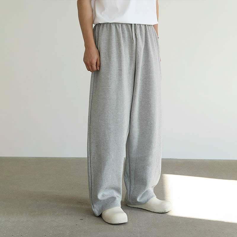 Men's Wide Leg Sweatpants Cotton Loose Gray Sweatpants Casual Trousers view 5