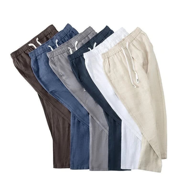 Pure Linen Breathable Chinese Style Elastic Waist New Trousers Li Gao view 4