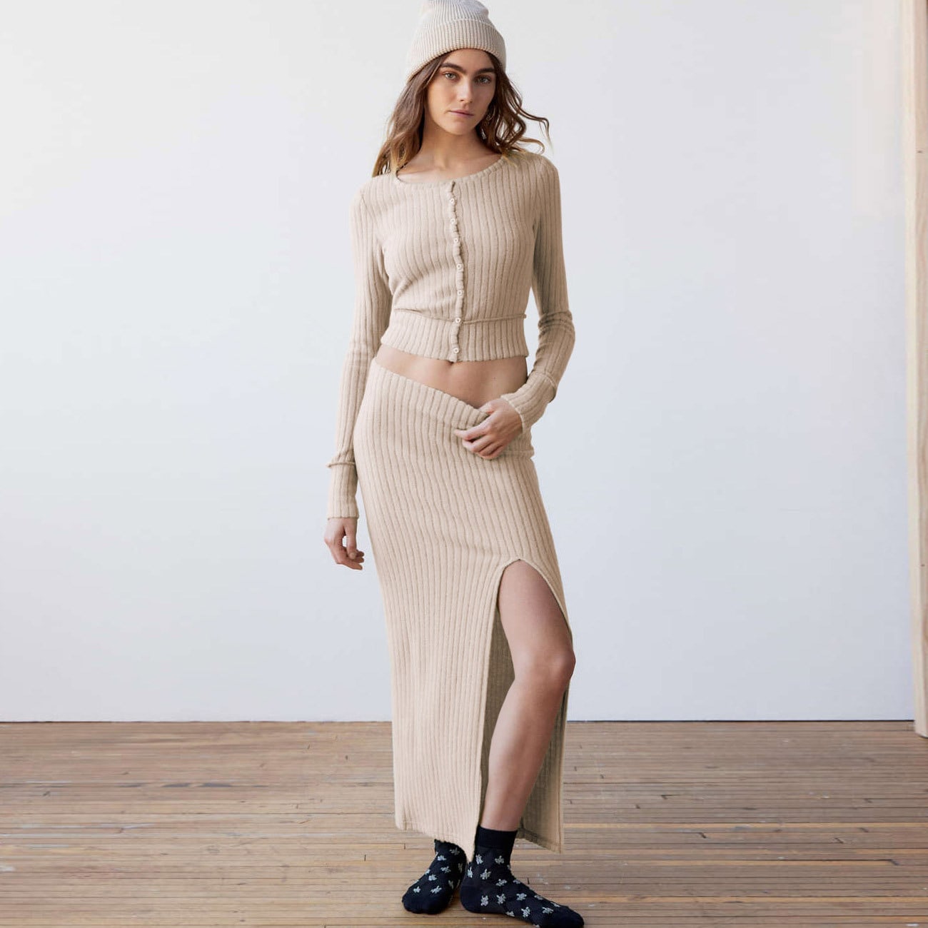 Women's Long-sleeve Shirt Split Dress Suit view 8