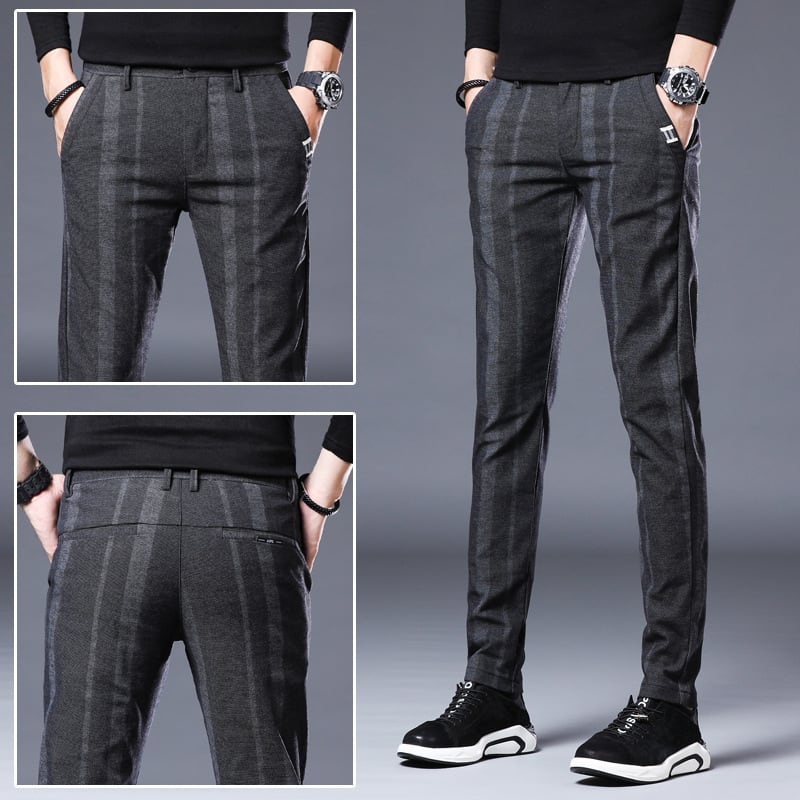 Men's Casual Vertical Striped Straight Leg Pants view 7