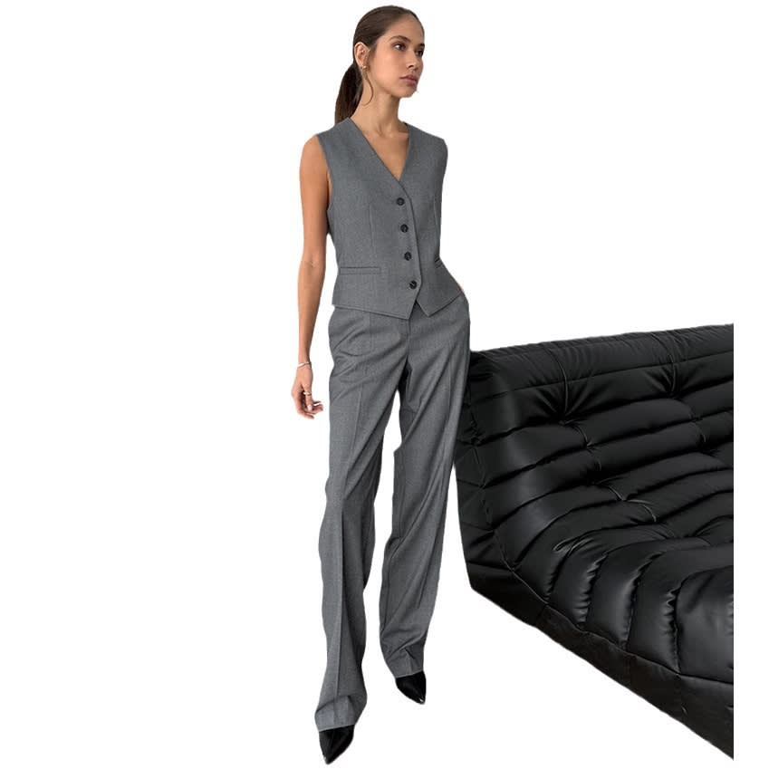 French Slim V-neck Simple Graceful Casual Suit view 6
