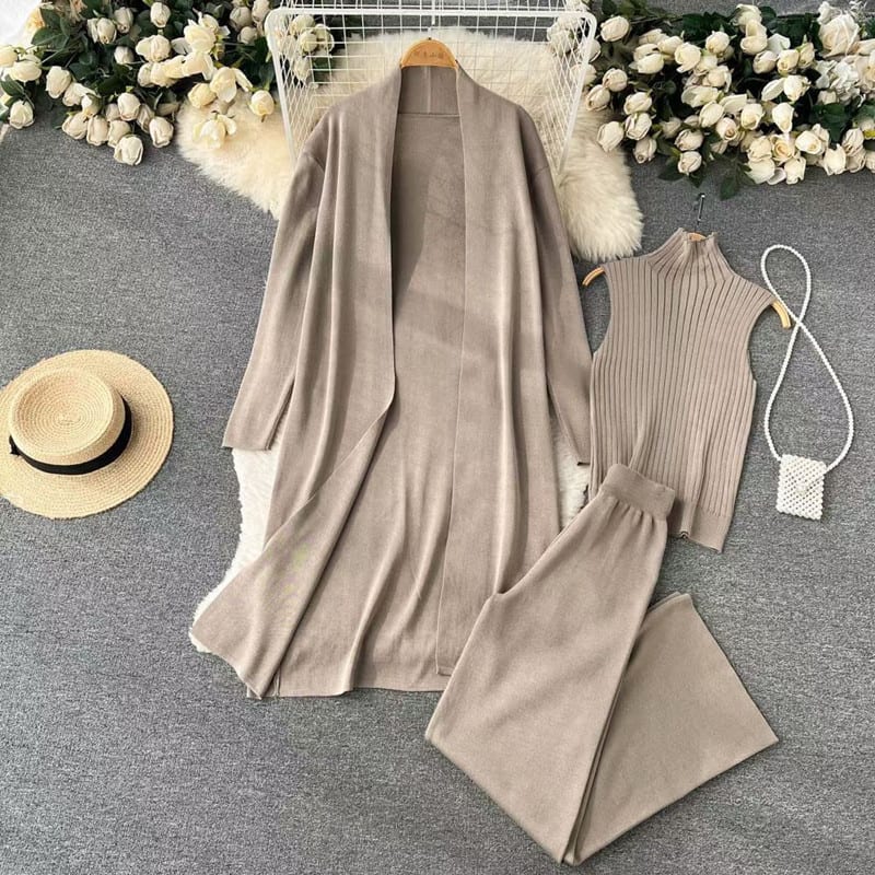Women's Fashion Casual Knitted Three-piece Suit view 4