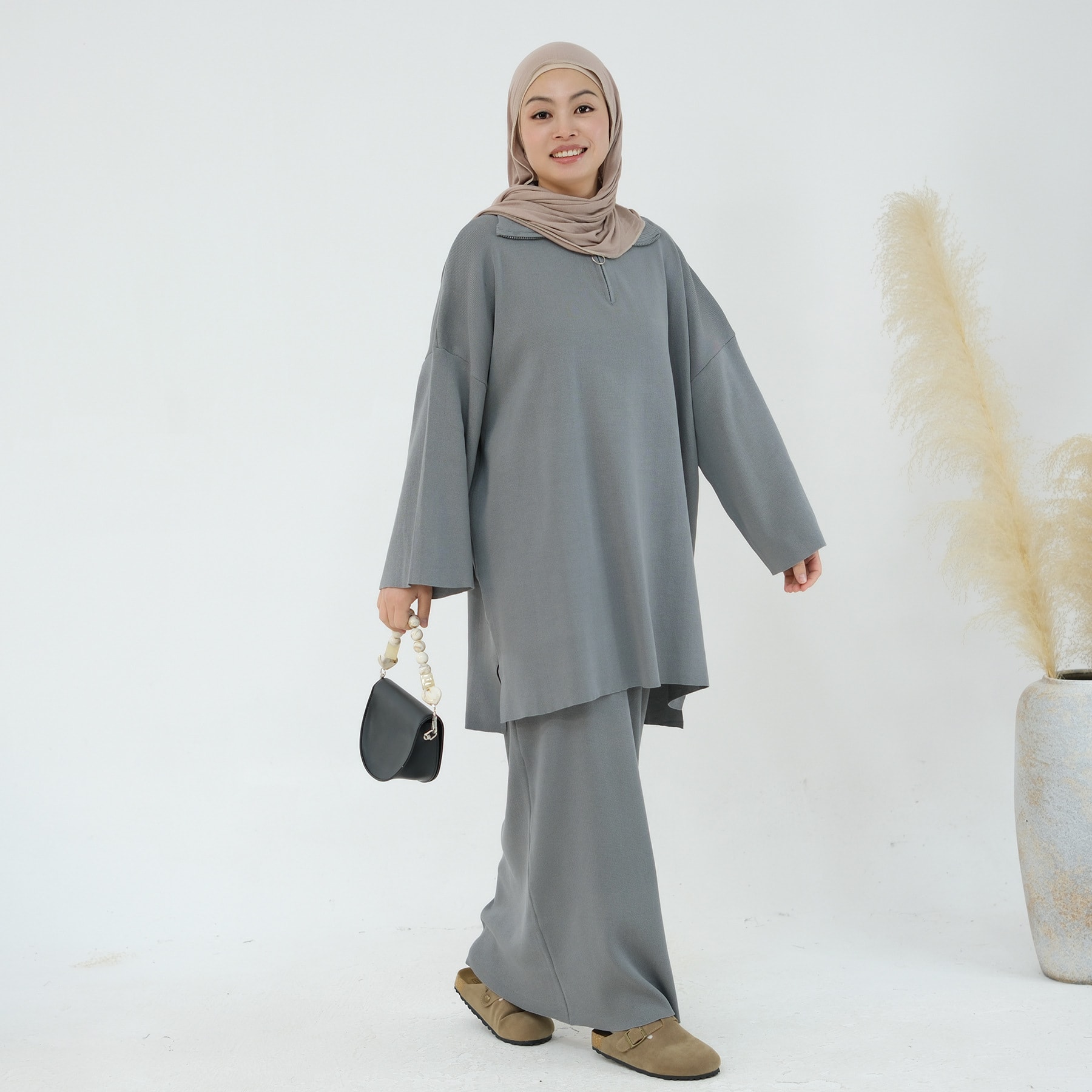 Autumn And Winter Thickening Knitted Top Loose Two-piece Suit view 3