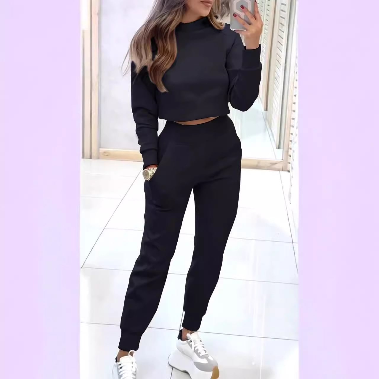 Autumn And Winter Ladies High Collar Slim Fit Long Sleeves Casual Suit view 12