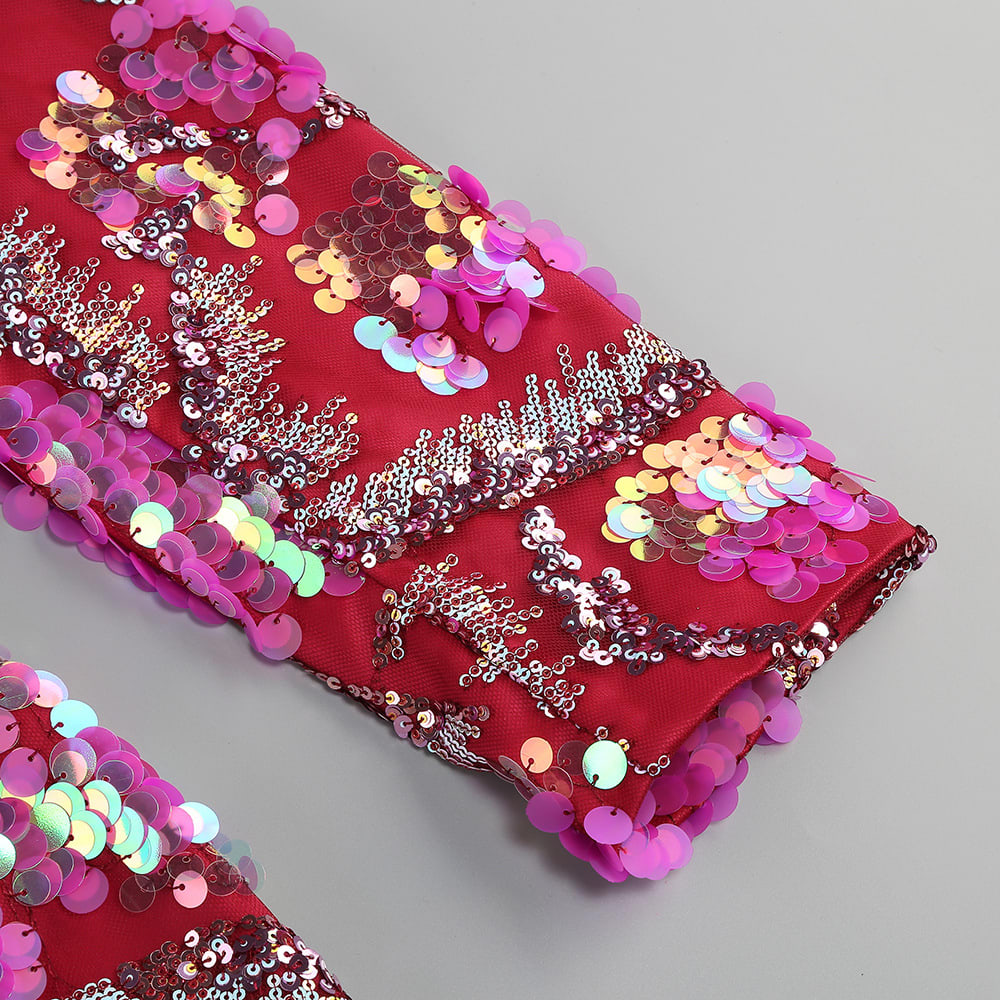 Sequined Backless Mid-length Suit Jacket view 5