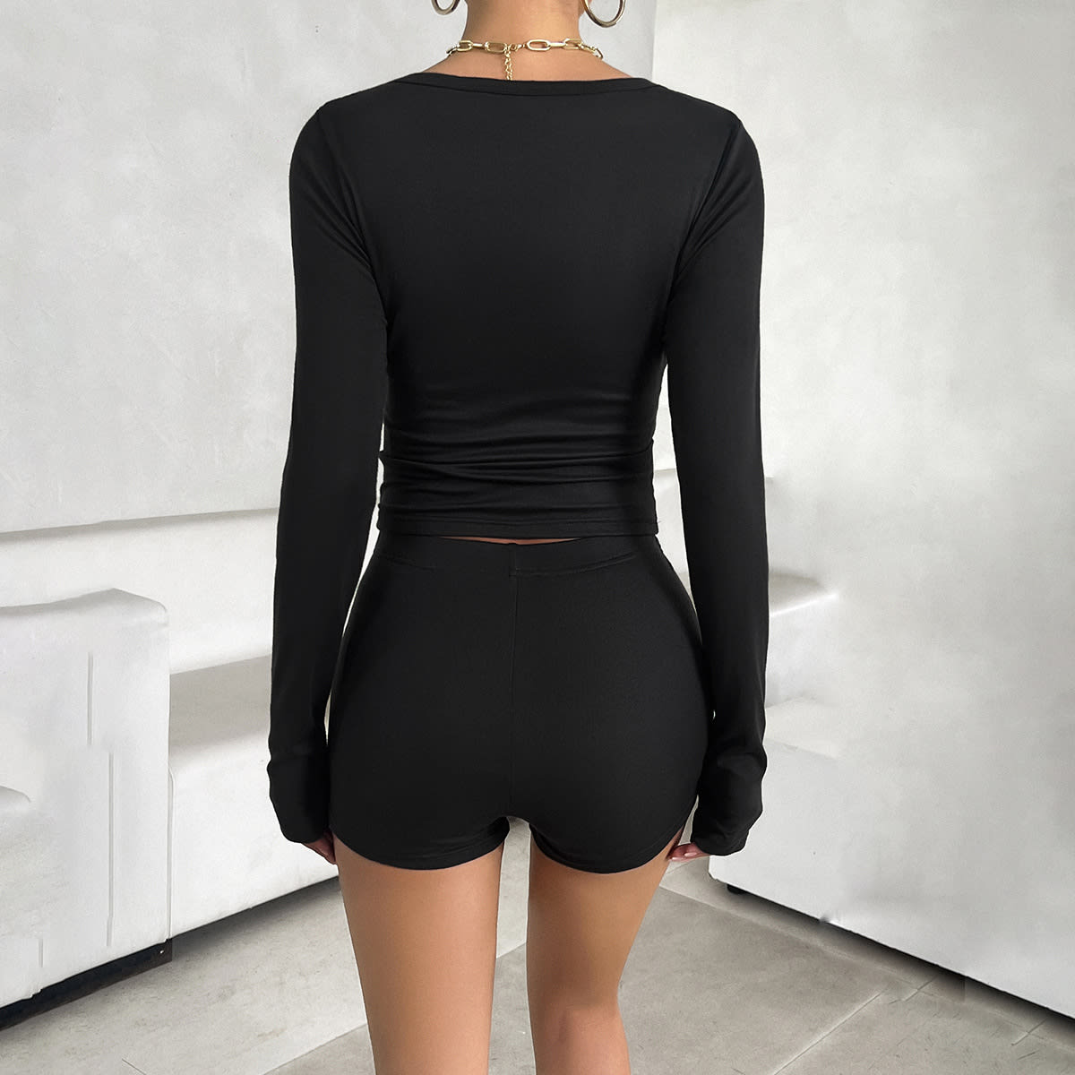 Slim Long Sleeve Top Trousers Suit view 9
