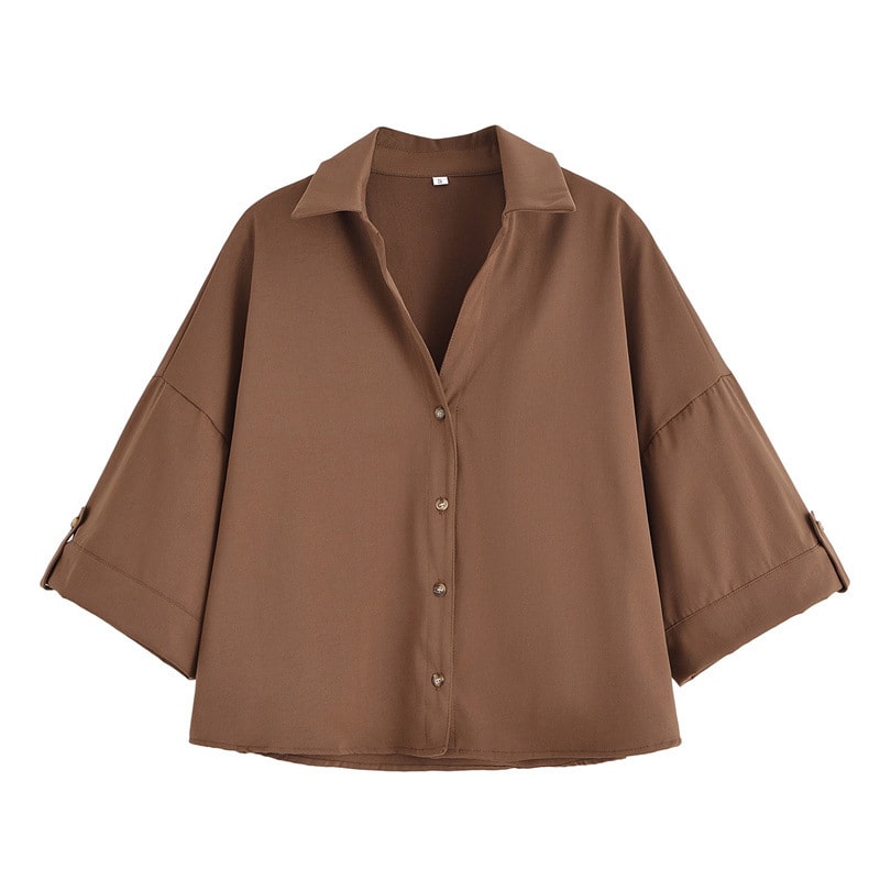 Elegant Lapel Short-sleeved Shirt With Belt Loose Pleated Shorts view 6