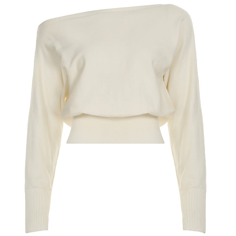 American-style Slant Shoulder Waist-tight Lazy Sweater Autumn And Winter Warm Long Sleeves Sweater view 10