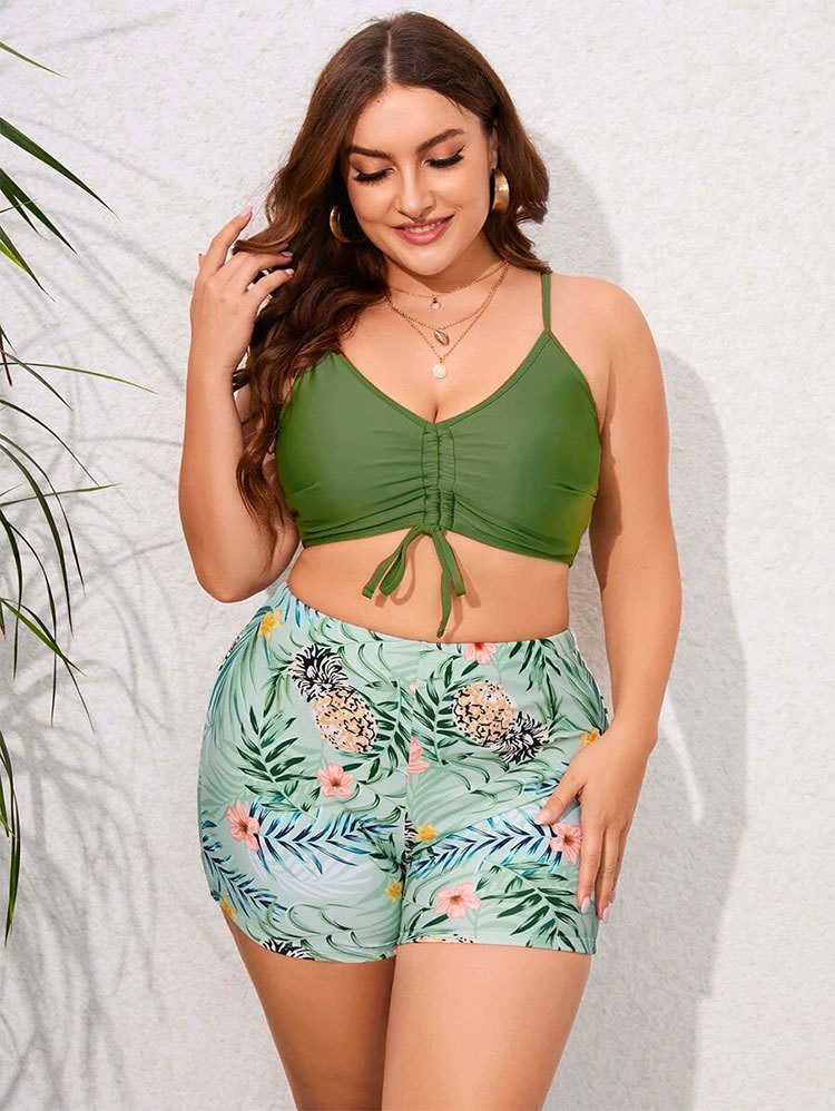 Women's Printed Swimsuit With Shoulder Straps Three-piece Set view 6