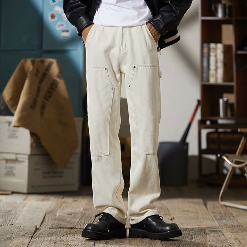 Fashion Trendy Patchwork Cargo Jeans Men view 2
