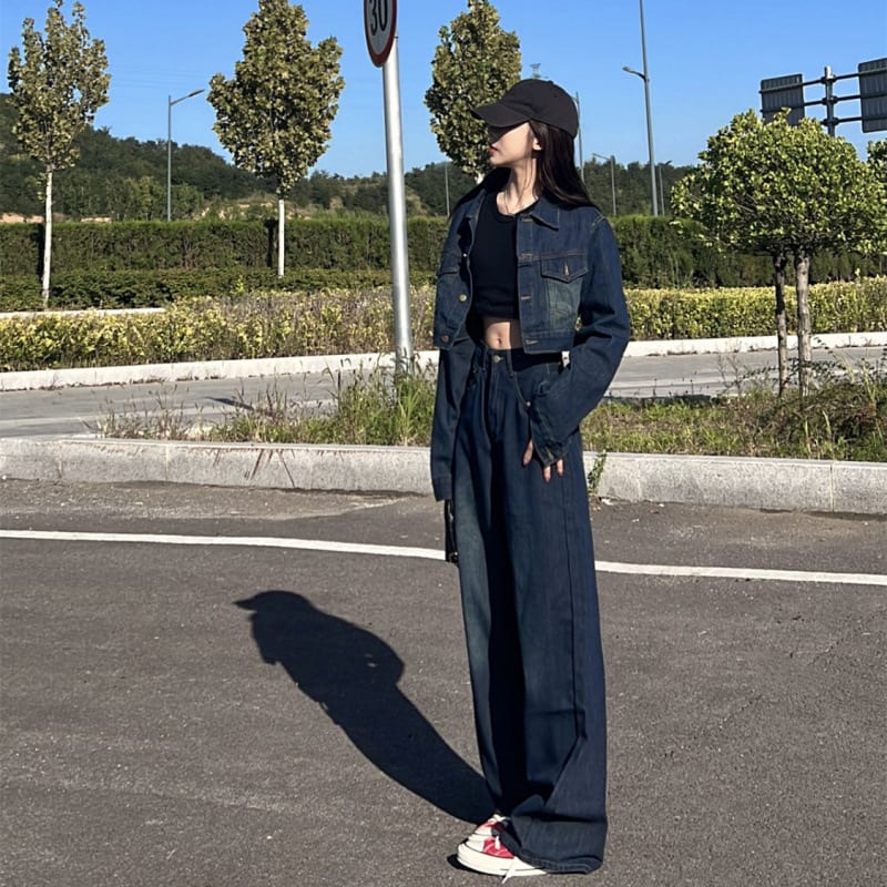 Wide Leg Jeans Two-piece Suit view 3