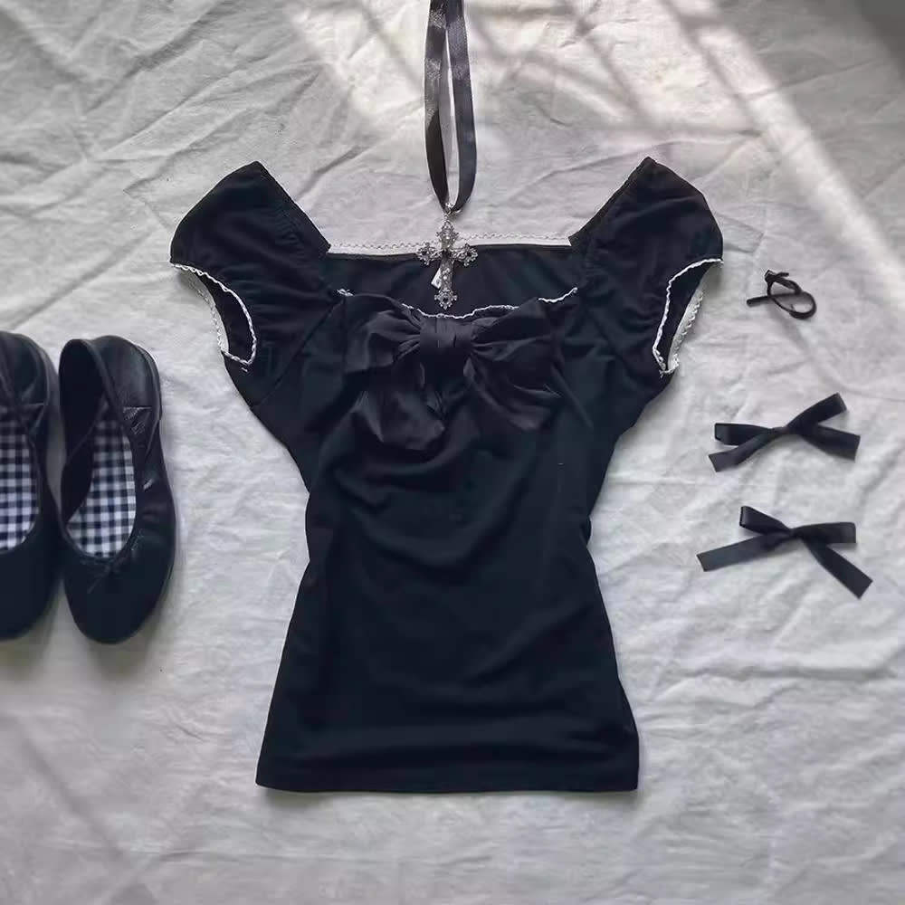 Cute Fashion Bow Waist Trimming Fashion Gothic Vintage Skirt view 4
