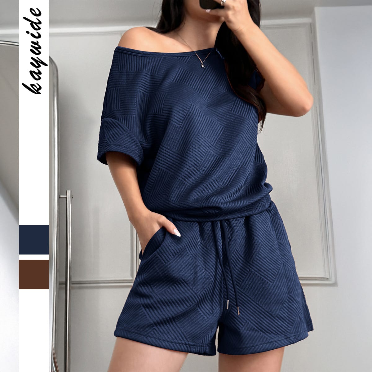 Y2g Sports Style Solid Color Short Sleeve Lace-up Shorts Suit Women's Clothing view 2
