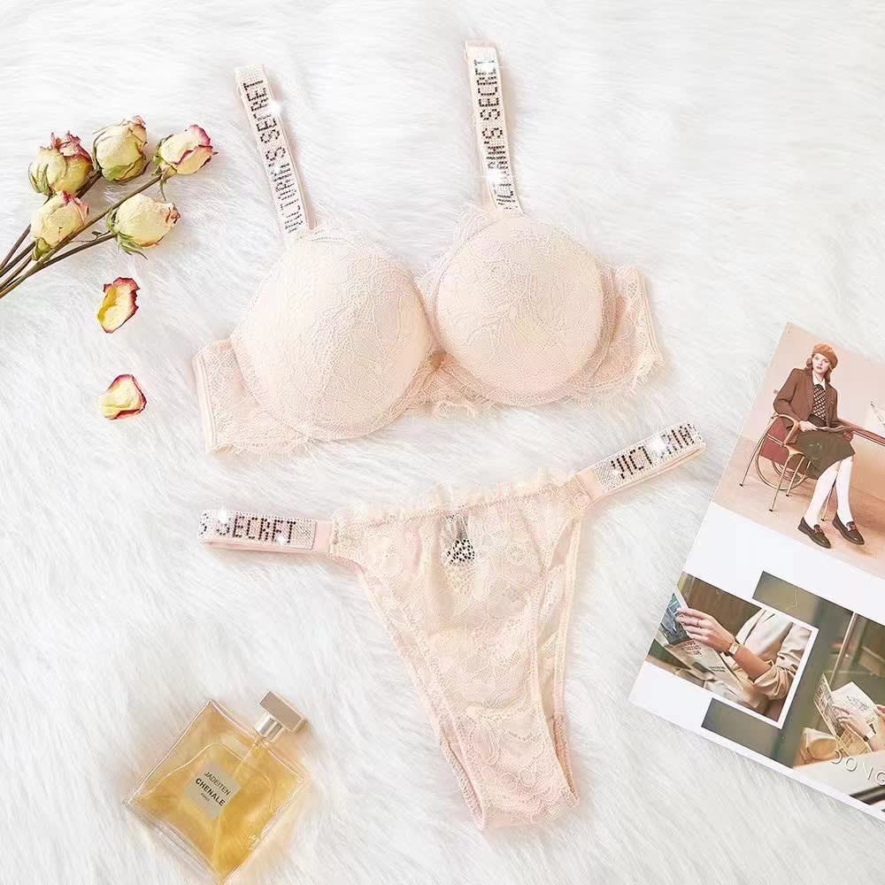 Lace Rhinestone Bra Underwear Suit view 2