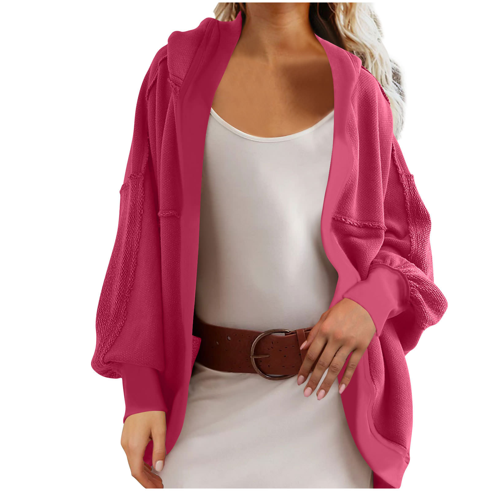 Women's Hooded Temperament Commute Loose Sweater view 10