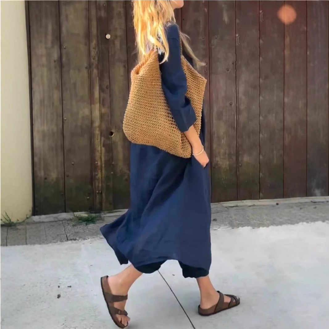 2pcs Long-sleeved Suits Loose V-neck Long Top And High Waist Wide Leg Pants With Pockets Women's Clothing view 14