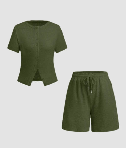 Women's Sexy Slim-fit Short Sleeve Blouse And Pants view 2