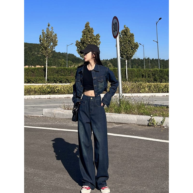 Wide Leg Jeans Two-piece Suit view 6